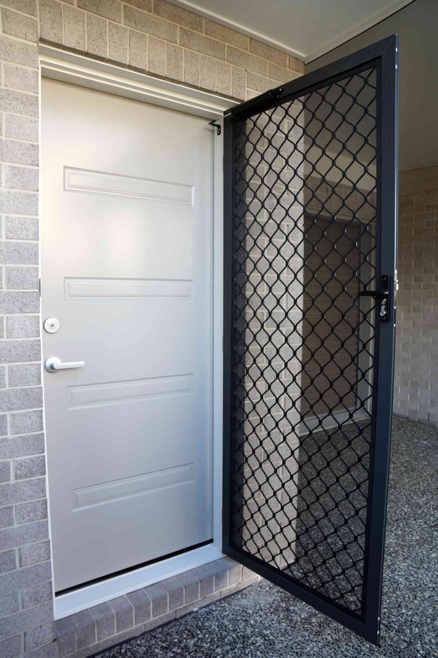Hinged security doors and security solutions
